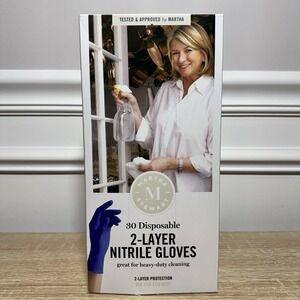 Martha Stewart - Medline 2-Layer Heavy-Duty Nitrile‎ Gloves | 30 Ct| Disposable